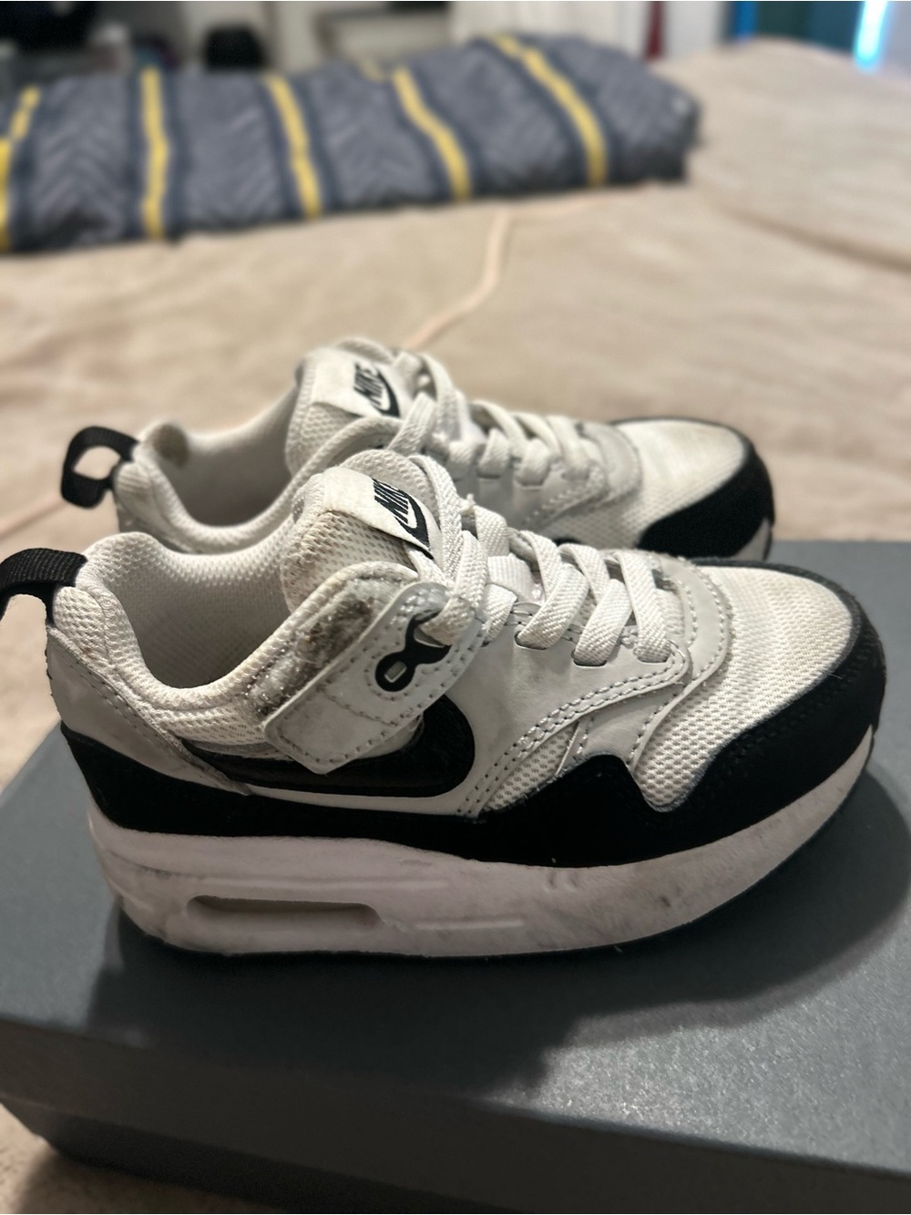 Nike Kids Black and White Velcro Athletic Sneakers